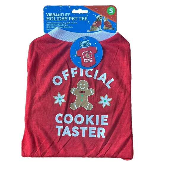 NWT Vibrant Life Dog Small 10-20 lbs Gray Holiday Pet Tee Official Cookie Tester - Picture 1 of 8